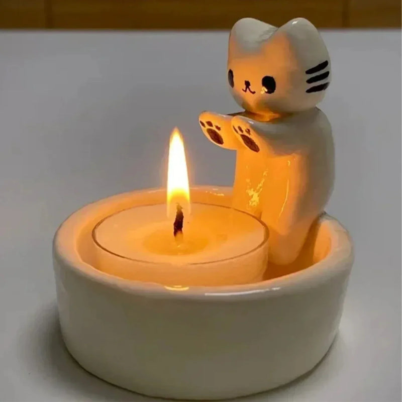 Schattige Kattenkaarsenhouder